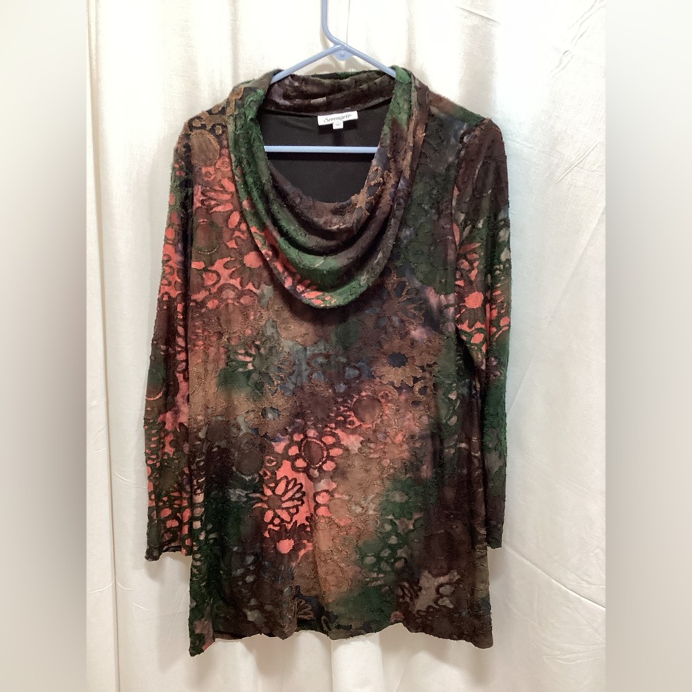 Multicolor Cowl Neck Top